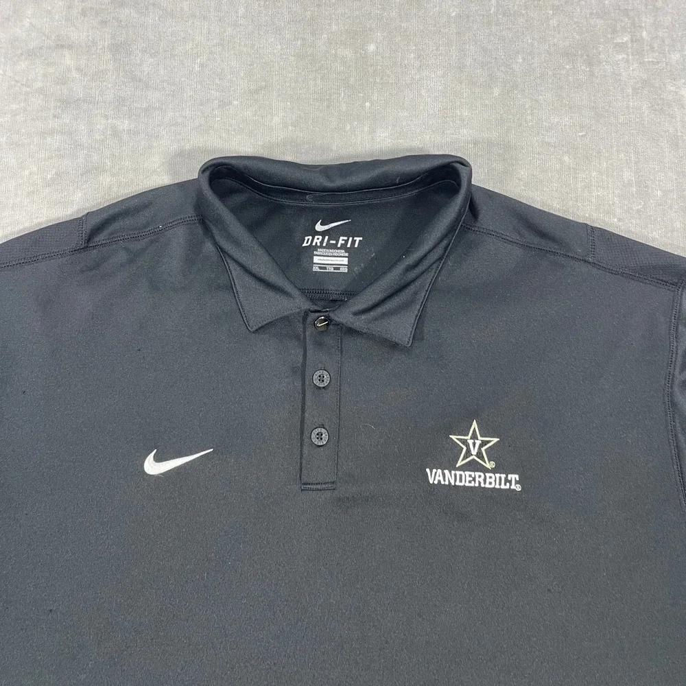 Nike Dri-FIT Vanderbilt Commodores Mens‎ XXL Black Polo Golf Shirt